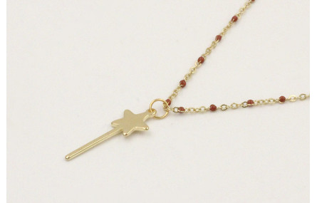 Solitario acero inoxidable cadena micro esmalte ma