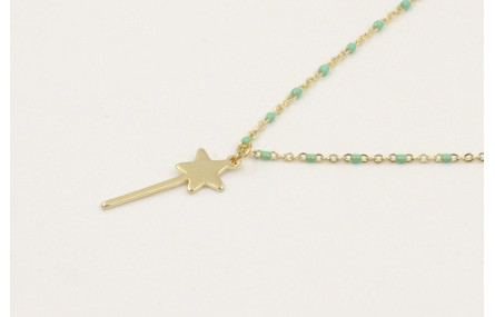 Solitario acero inoxidable cadena micro esmalte tu