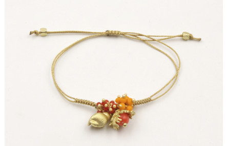 Pulsera hilo fino dorado con nudo serpiente,burruñ
