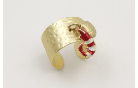 Anillo base labrada dorada mate con ganba esmaltad