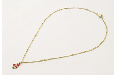 Solitario cadena plana dorada mate con colgante ga