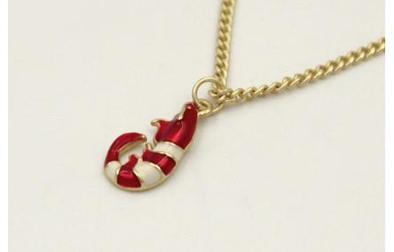 Solitario cadena plana dorada mate con colgante ga