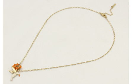 Collar cadena eslabón dorado mate con colibrí esma