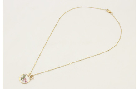 Solitario cadena microbola dorada mate con colgant