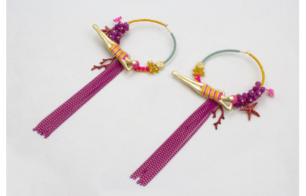 Pendientes aro dorado mate grande con miyuki mosta