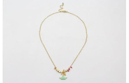 Collar cadena eslabón ovalado dorado mate con colg