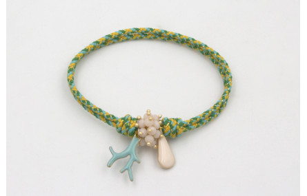 Pulsera nudo corredizo de driza verde y turquesa c