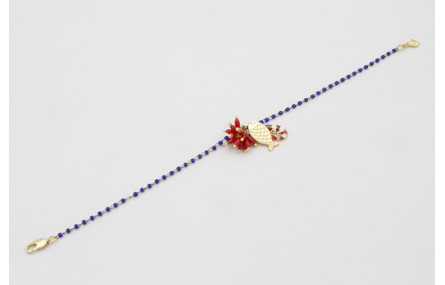 Pulsera cadena miyuki azulona con colgante pez,gam