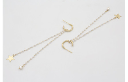 Pendientes aro semicirculo bolitas dorado mate con