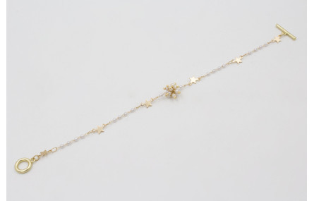 Pulsera cadena eslabón estrella con perla intercal