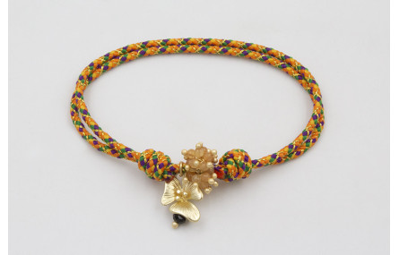 Pulsera nudo corredizo de driza naranja y verde co