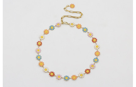 Collar acero inoxidable cadena de margaritas esmal