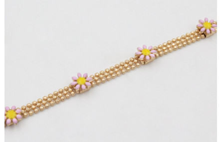 Pulsera cadena facetadas triple dorado mate con ma