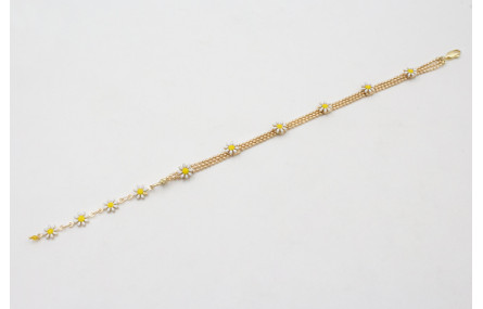 Pulsera cadena facetadas triple dorado mate con ma