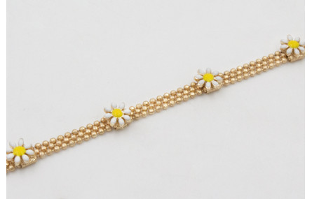 Pulsera cadena facetadas triple dorado mate con ma