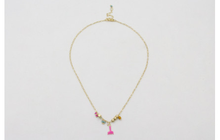 Collar cadena eslabón ovalado dorado mate con colg