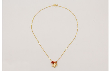 Collar cadena eslabón y corazones intercalados con