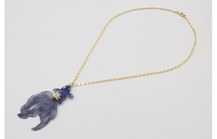 Collar cadena eslabón ovalado dorado mate con colg