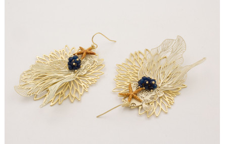 Pendientes gancho hippie,flor de loto,pez tropical