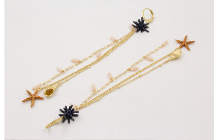 Pendientes de gancho con estrella coral azul oscur