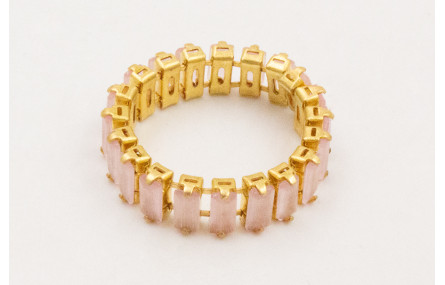 Anillo cadena strass cristales rosa opal.