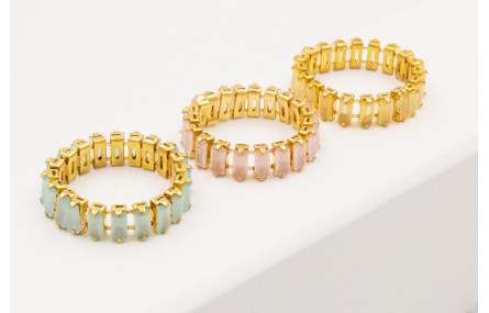 Anillo cadena strass cristales rosa opal.