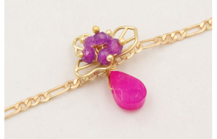 Pulsera cadena eslabones intercalados con centro f