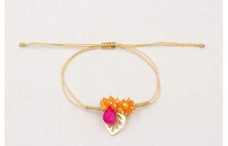 Pulsera hilo metalico dorado mate con nudo serpien