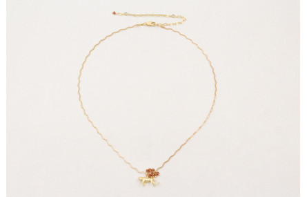 Solitario con cadena zig-zag dorada mate con colga