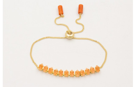 Pulsera cadena strass cristal naranja con cadena e
