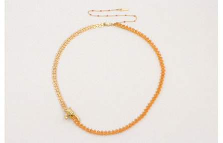 Collar cadena de strass cristal naranja y cadena l