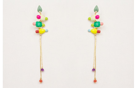 Pendientes perno gota esmaltda turquesa con distin