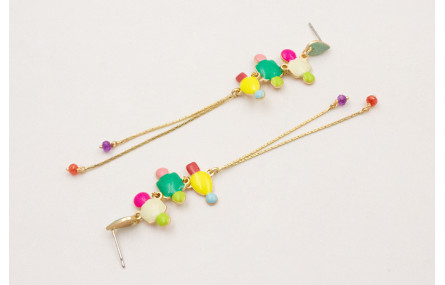 Pendientes perno gota esmaltda turquesa con distin