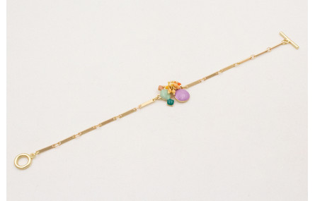 Pulsera cadena listones con centro esmaltitos y bu