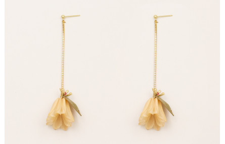 Pendientes perno bolita con cadena strass mini, fl