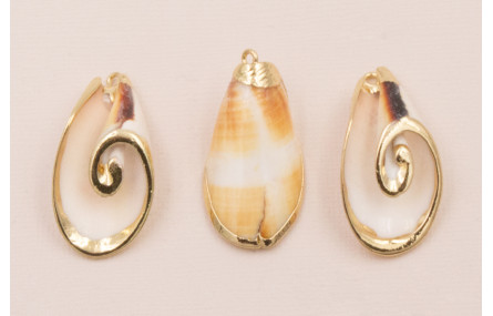 Caracola Blanca 36*23mm bordes dorados