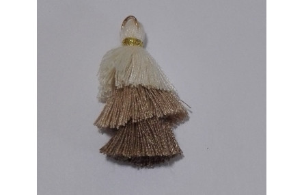 Pompon triple Beige-Topaz-Marrón