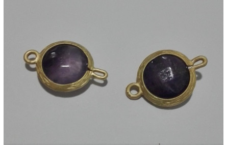 Pieza ORO MATE doble aro Piedra Amatista