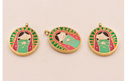 Colgante Virgen A.INOXIDABLE esmaltada 20*14mm