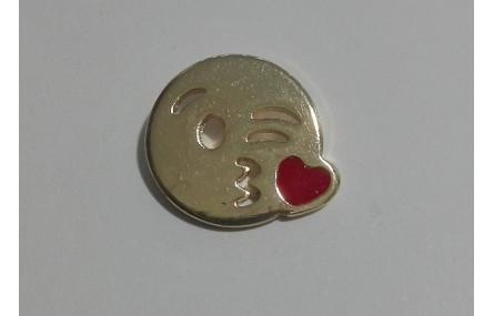 Emoticono Beso colgante 12mm Dorado