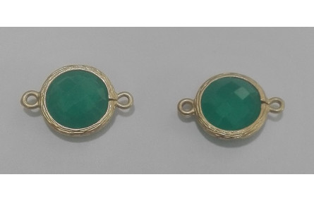 Pieza ORO doble aro Cristal 11*16mm verde Opal