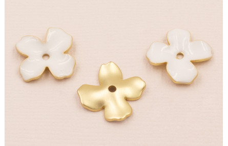 Pieza Flor 15mm esmaltada Blanca