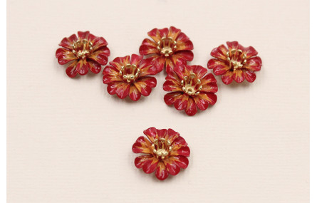 Cuenta Flor  14mm esmalte manual Rojos y Naranjas