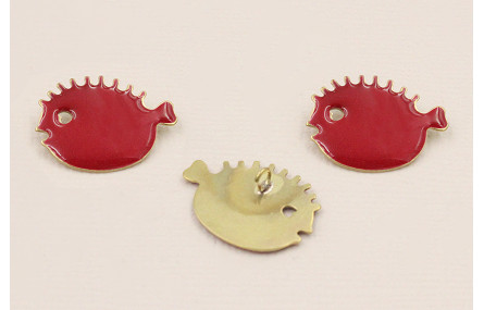 Cuenta Pez Globo 20*15 con Anilla esmalte Coral