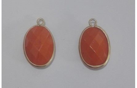 Ovalo cristal con metal 18*13mm Naranja opaco