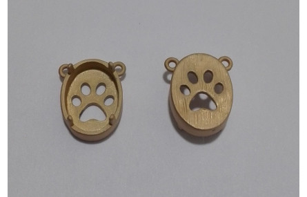 Cabujón huella perro 11.8*9.1 oro mate