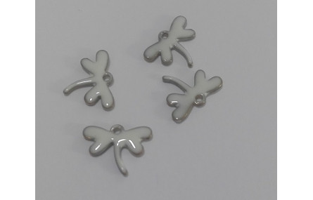 Libélula esmaltada 11*10mm Blanco