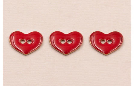 Pieza Corazón esmaltado 11*9mm Rojo 2 agujeros