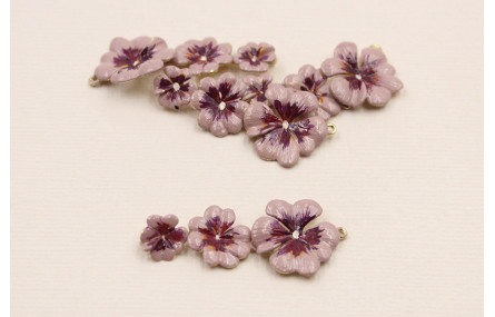 Pieza Trio Flores 12*40mm  Lila, morado y Naranja