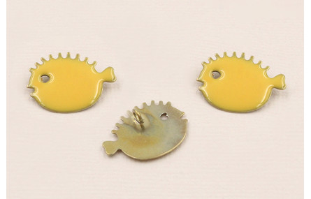 Cuenta Pez Globo 20*15 Anilla esmalte Amarillo